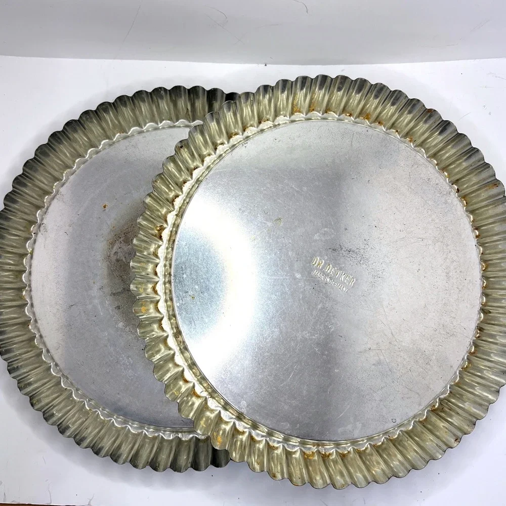 Dr. Oetker Vintage Fluted Tart Pan Set of 2 Made in Germany 10 In Metal Bakeware